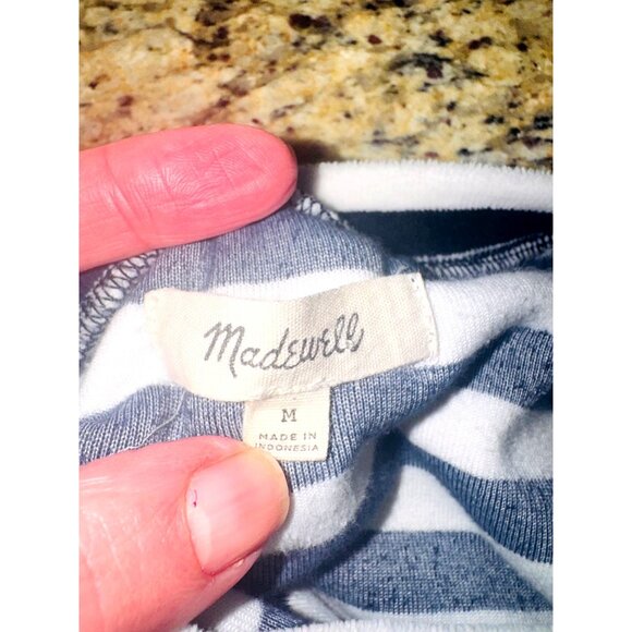 Madewell Striped Velour Terry Cloth Nautical T-Shirt Dress Navy White Cotton M - Picture 8 of 10